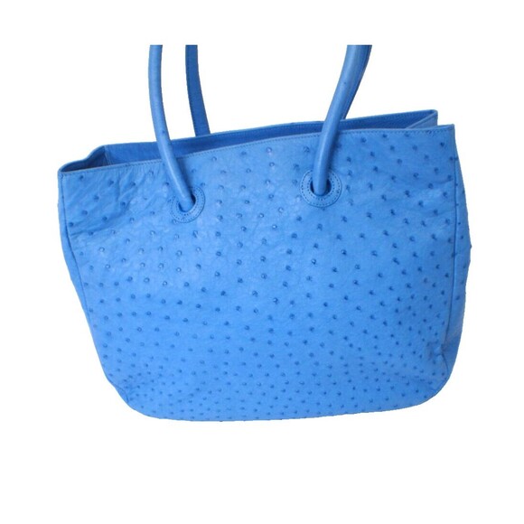 🔥 WH Petronela Blue Ostrich Handbag with Dust Bag - Luxurious Exotic Leather 🔥 - Picture 3 of 16